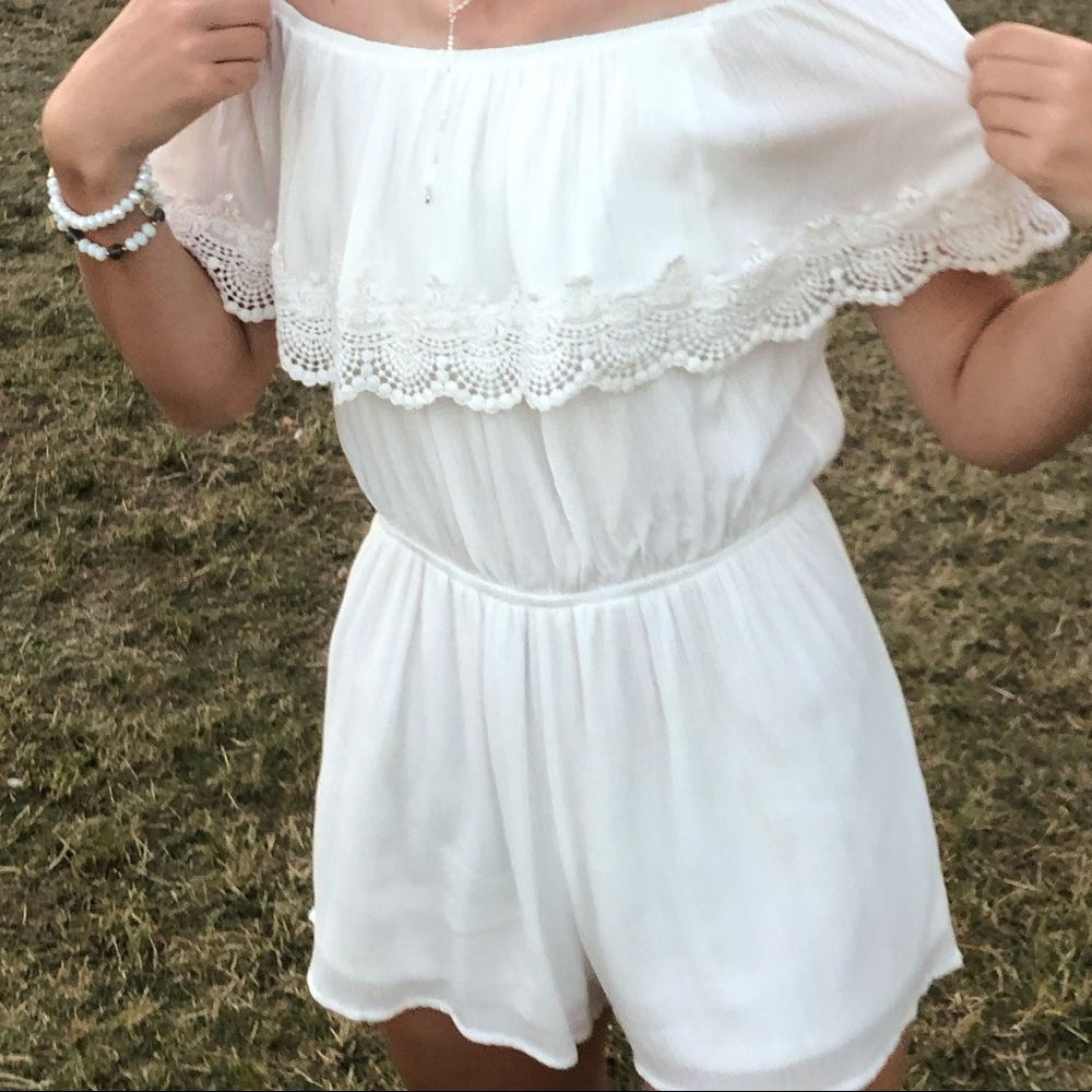Super cute off the shoulder white romper